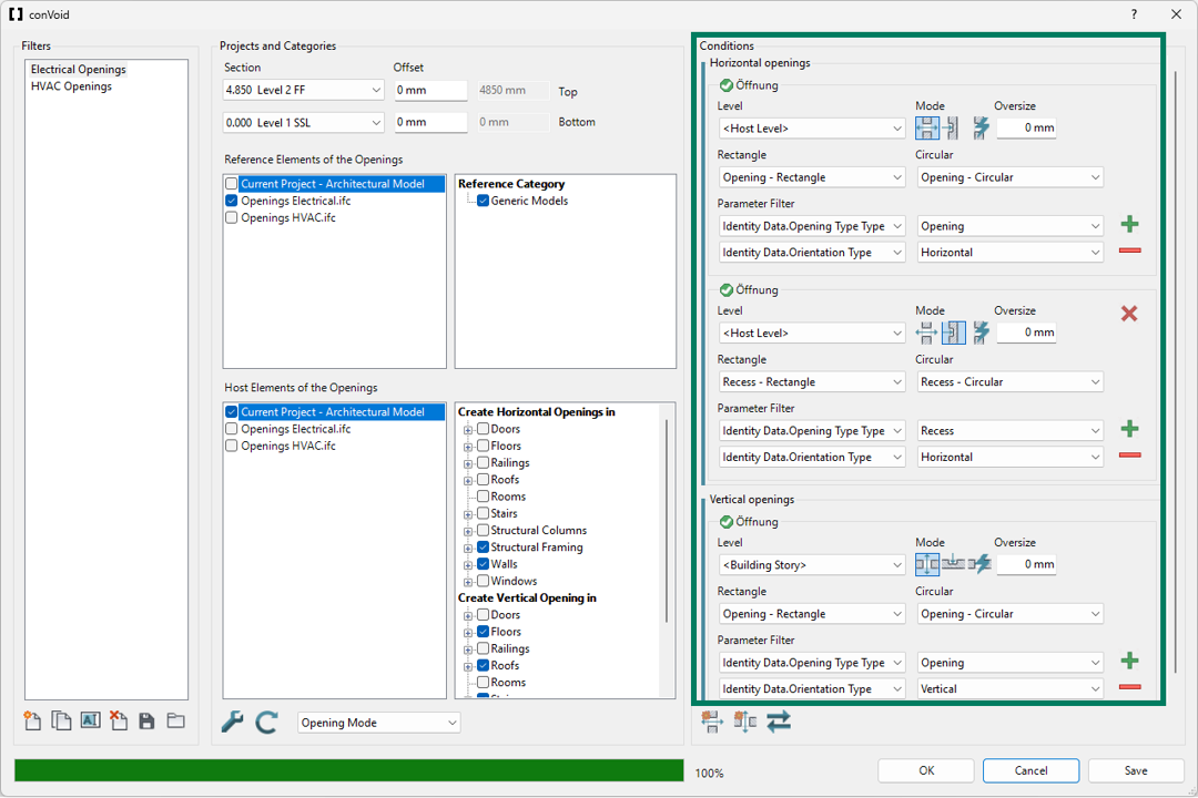 Parameter filter with type description