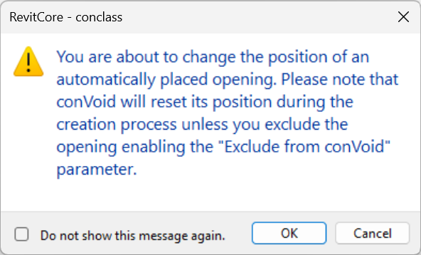 Warning message when elevation is changed manually