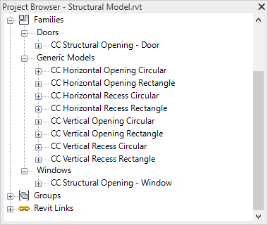 Load Families dialog