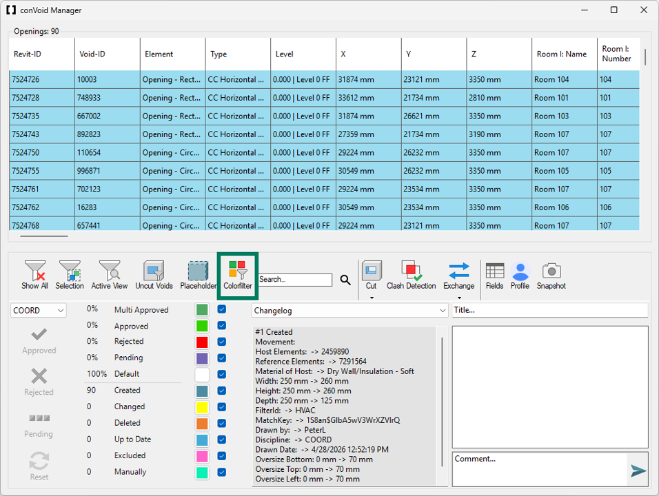 ConVoid Manager with changelog and color filter