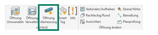 Öffnung Abmessung Ribbon-Registerkarte