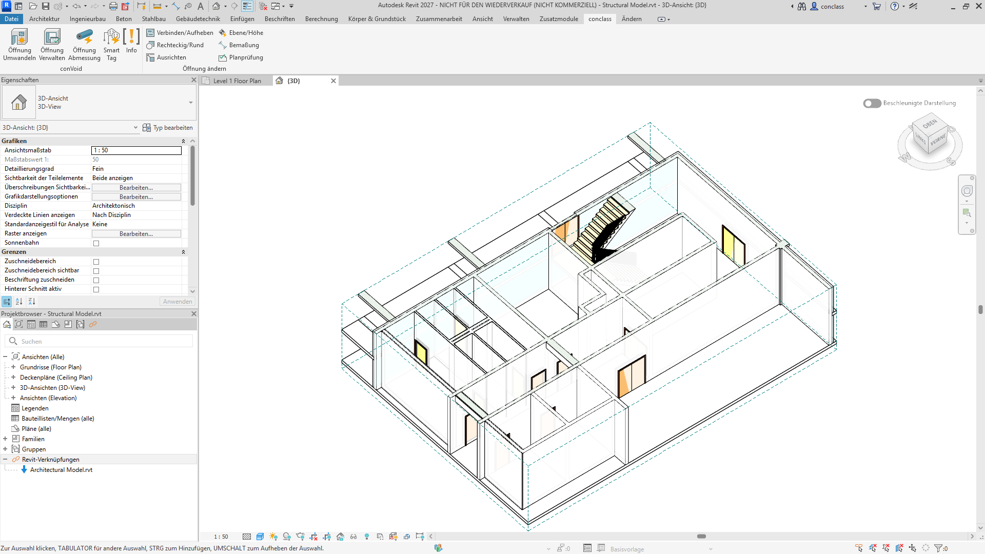 3D-Schnittbox für Tragwerksöffnungen