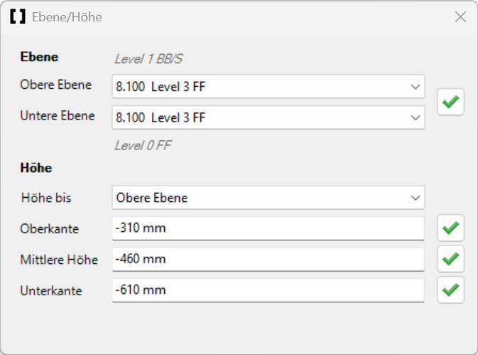 Oberfläche Ebene/Höhe