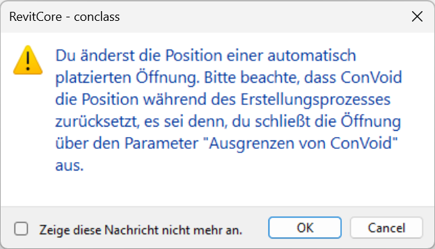 Warnmeldung bei manueller Änderung der Höhe