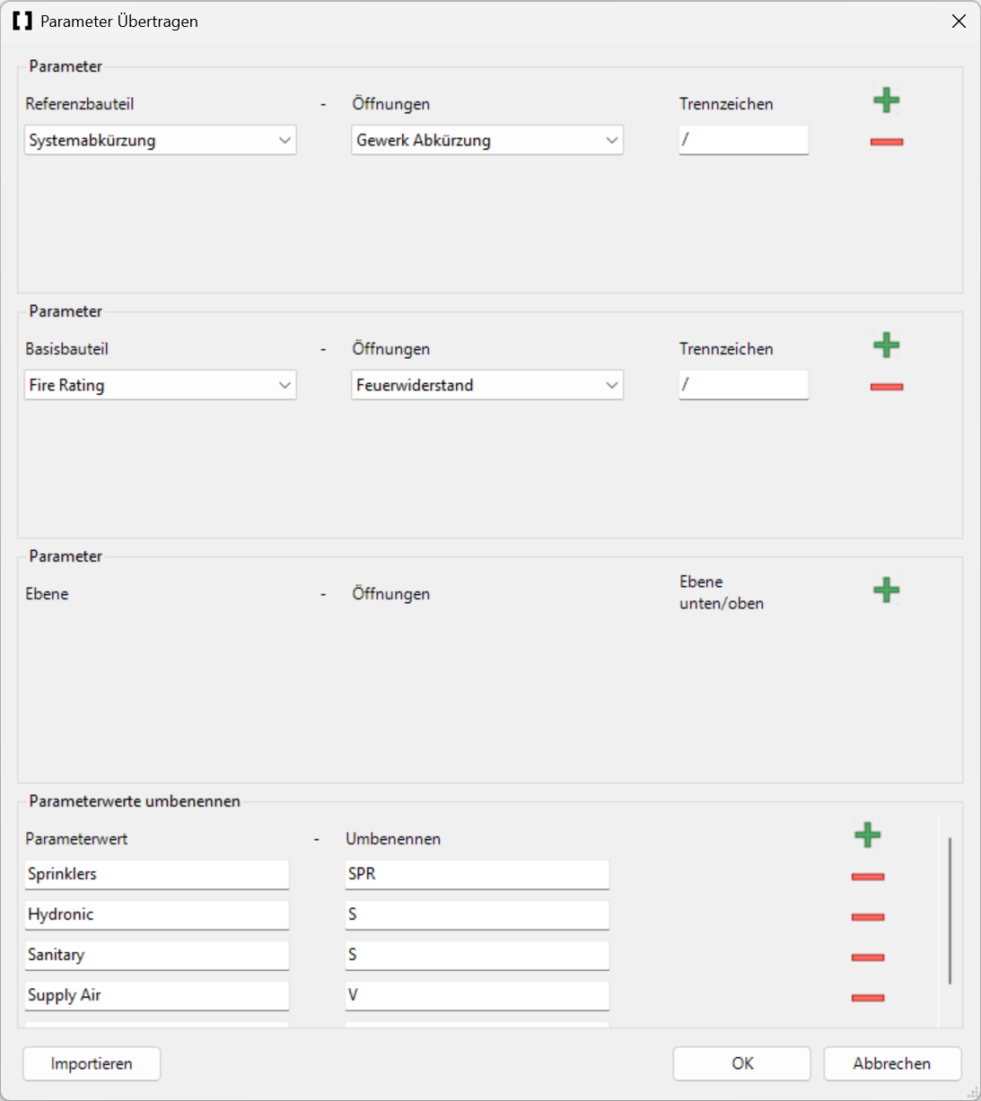 Detail Parameterübertragung