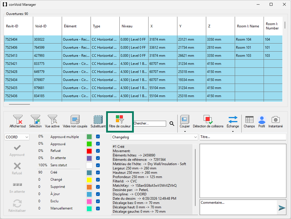 ConVoid Manager avec changelog et filtre de couleur